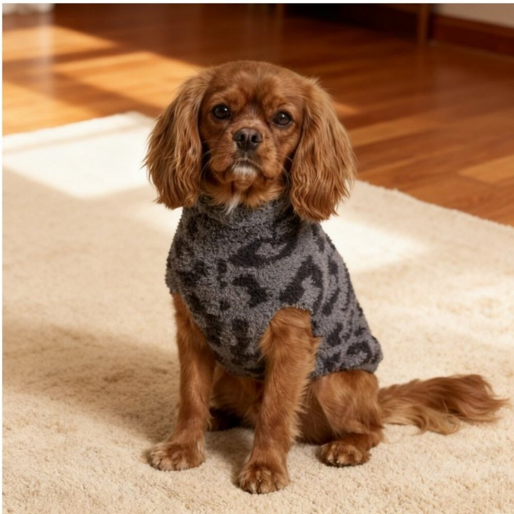 New 30-44 lbs CozyChic™ Leopard Dog Sweater by Barefoot Dreams®